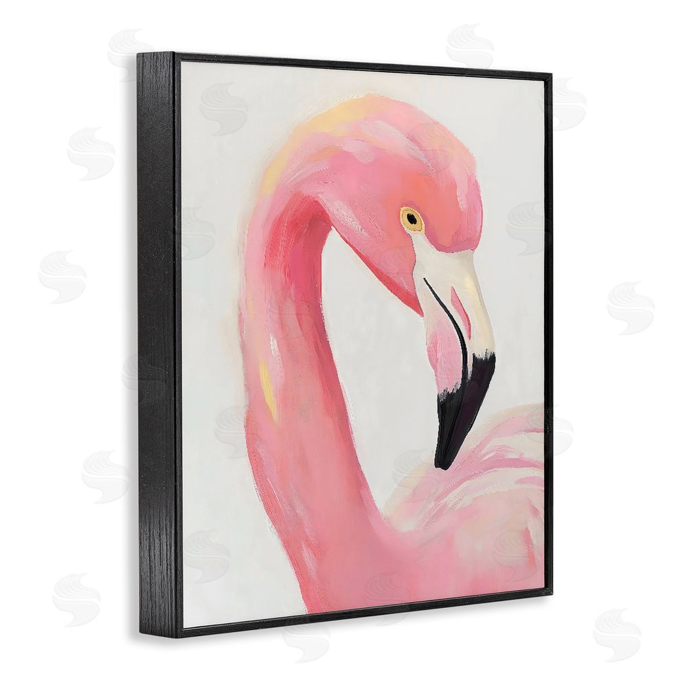 The Prints Vibe Serene Pink Flamingo Portrait Black Framed Giclee Wall Art Print