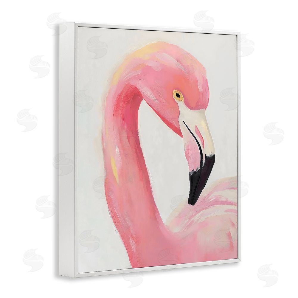 The Prints Vibe Serene Pink Flamingo Portrait White Framed Giclee Wall Art Print