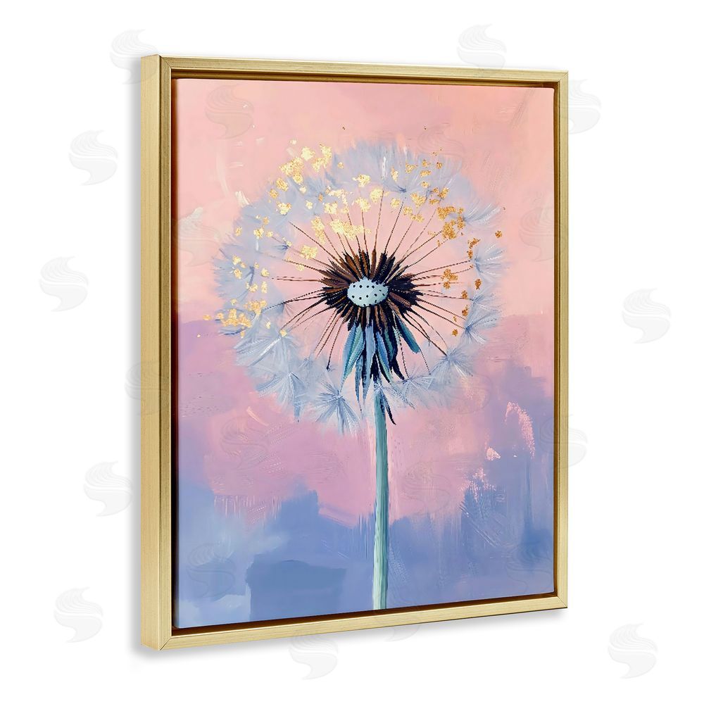The Prints Vibe Pastel Dandelion with Gold Seeds Gold Floating Framed Canvas Wall Art