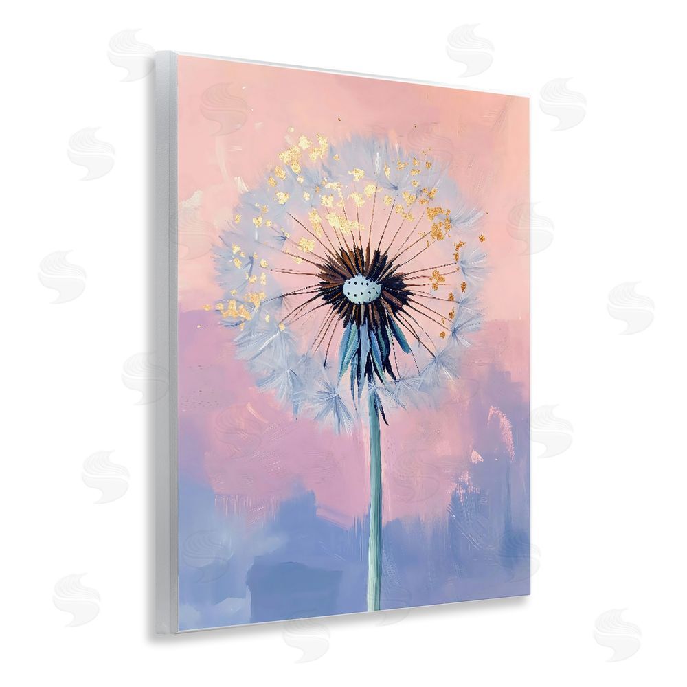 The Prints Vibe Pastel Dandelion with Gold Seeds Wall Plaque Home Decor Art Print