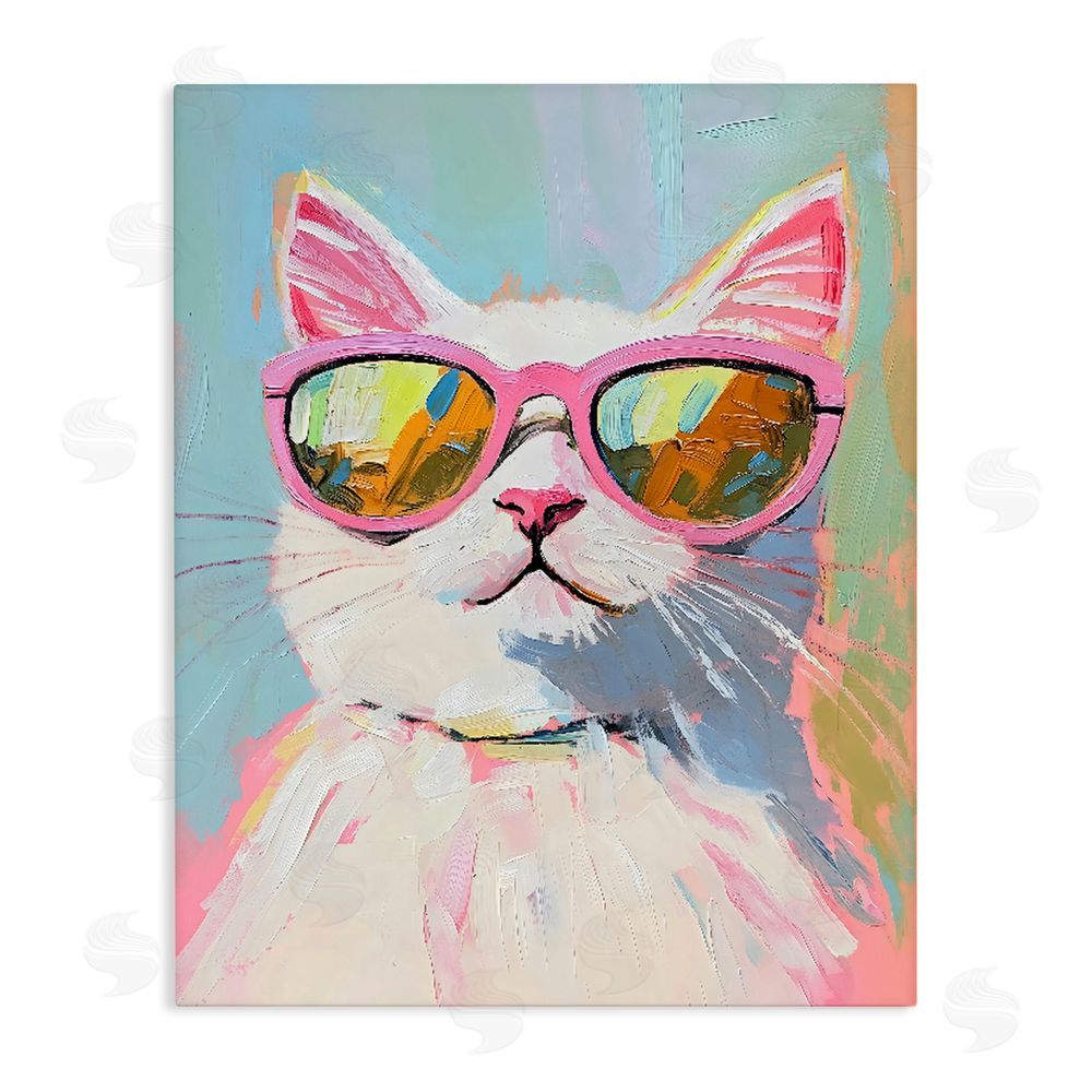 The Prints Vibe Cool Cat in Sunglasses Stretched Canvas Wall Art