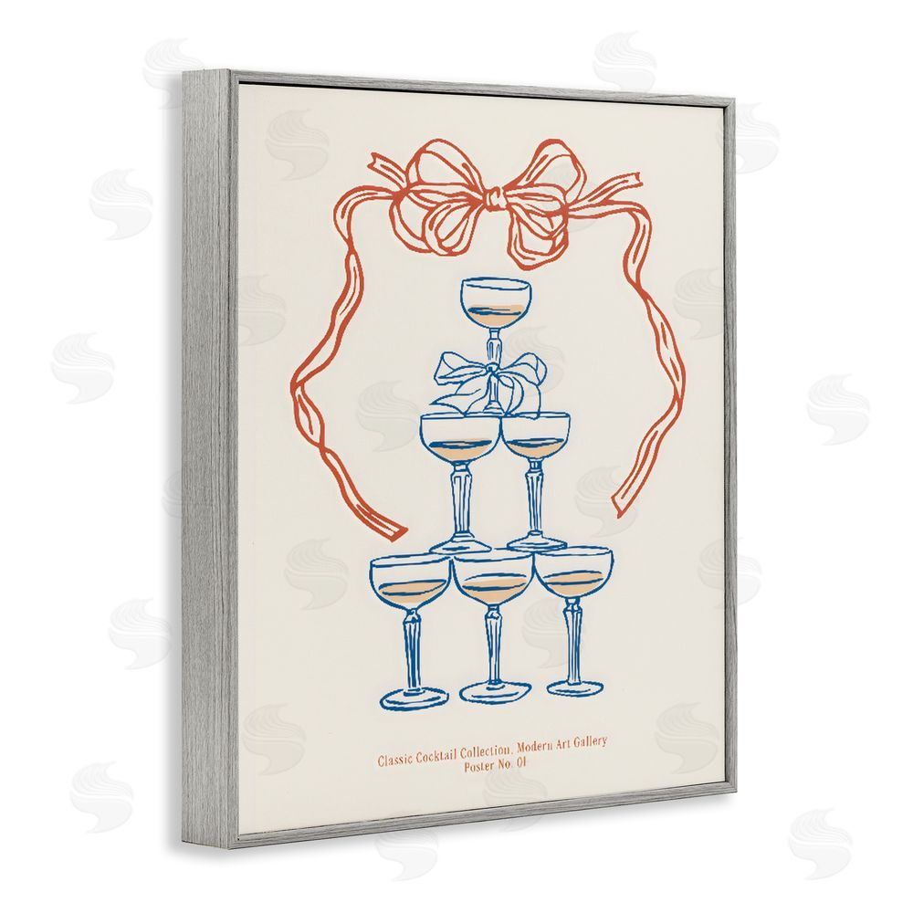 The Prints Vibe Classic Cocktail Tower Gray Framed Giclee Wall Art Print