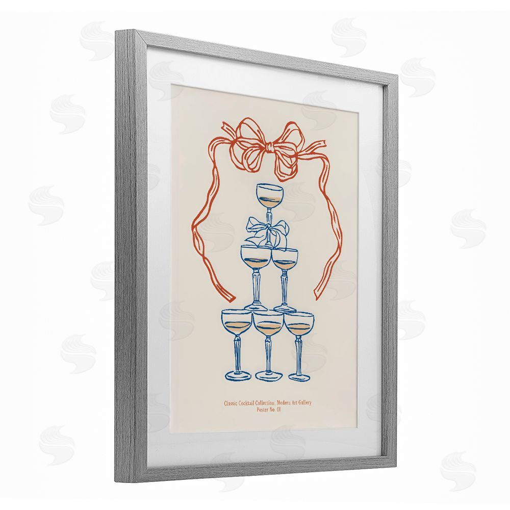 The Prints Vibe Classic Cocktail Tower Gray Framed Print Under Glass Wall Art