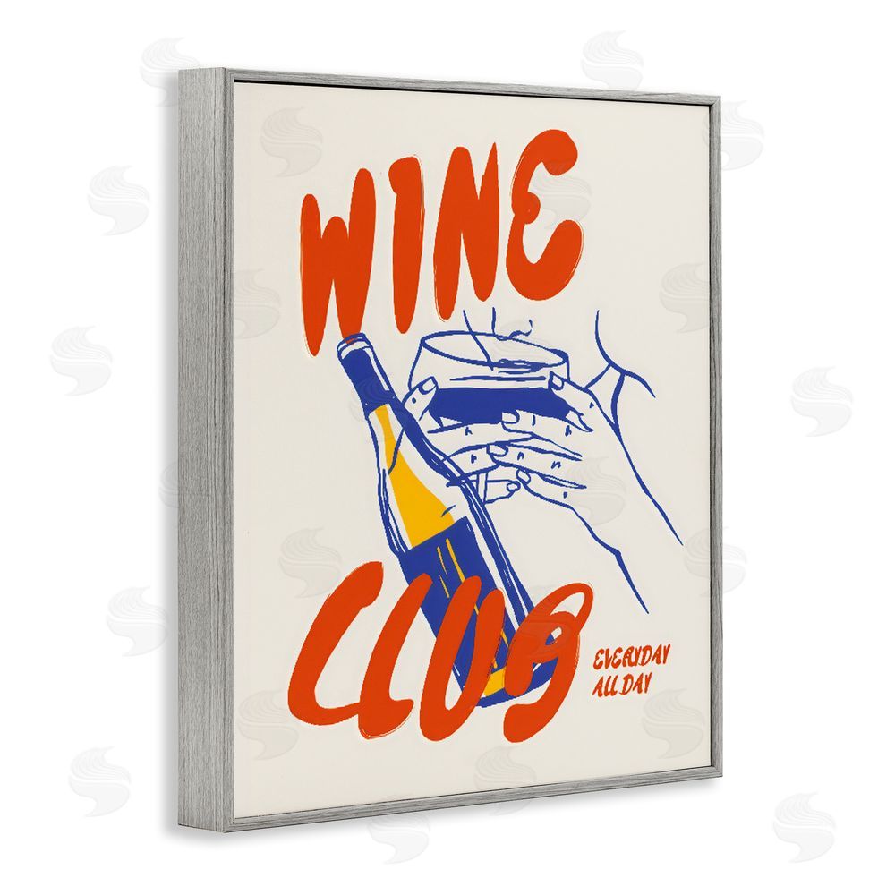 The Prints Vibe Wine Club Every Day Gray Framed Giclee Wall Art Print