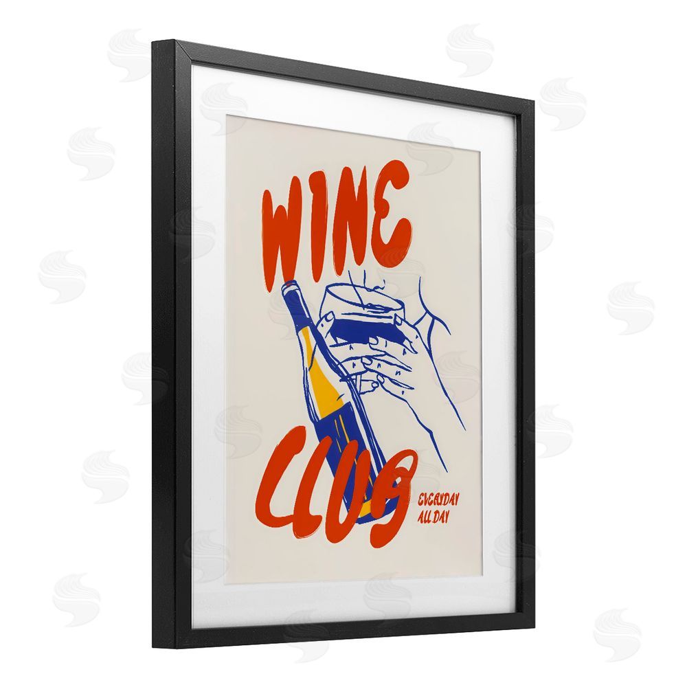 The Prints Vibe Wine Club Every Day Black Framed Print Under Glass with White Mat Wall Art