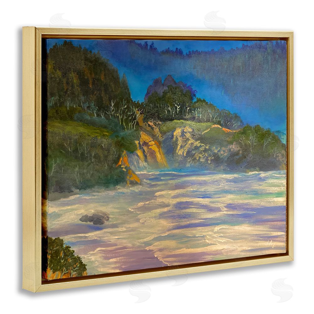 Lee Ann Zirbes Natural Wilderness Coastline Gold Floating Framed Canvas Wall Art