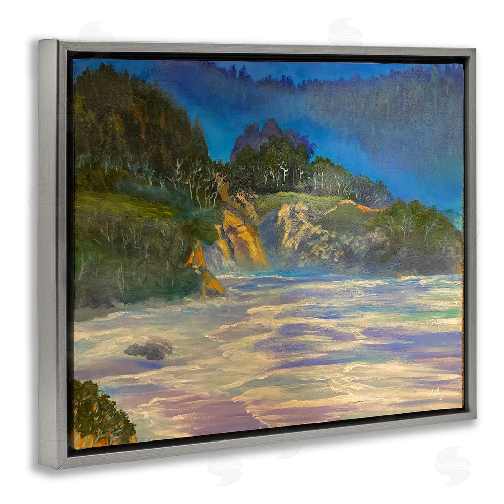 Lee Ann Zirbes Natural Wilderness Coastline Gray Floating Framed Canvas Wall Art