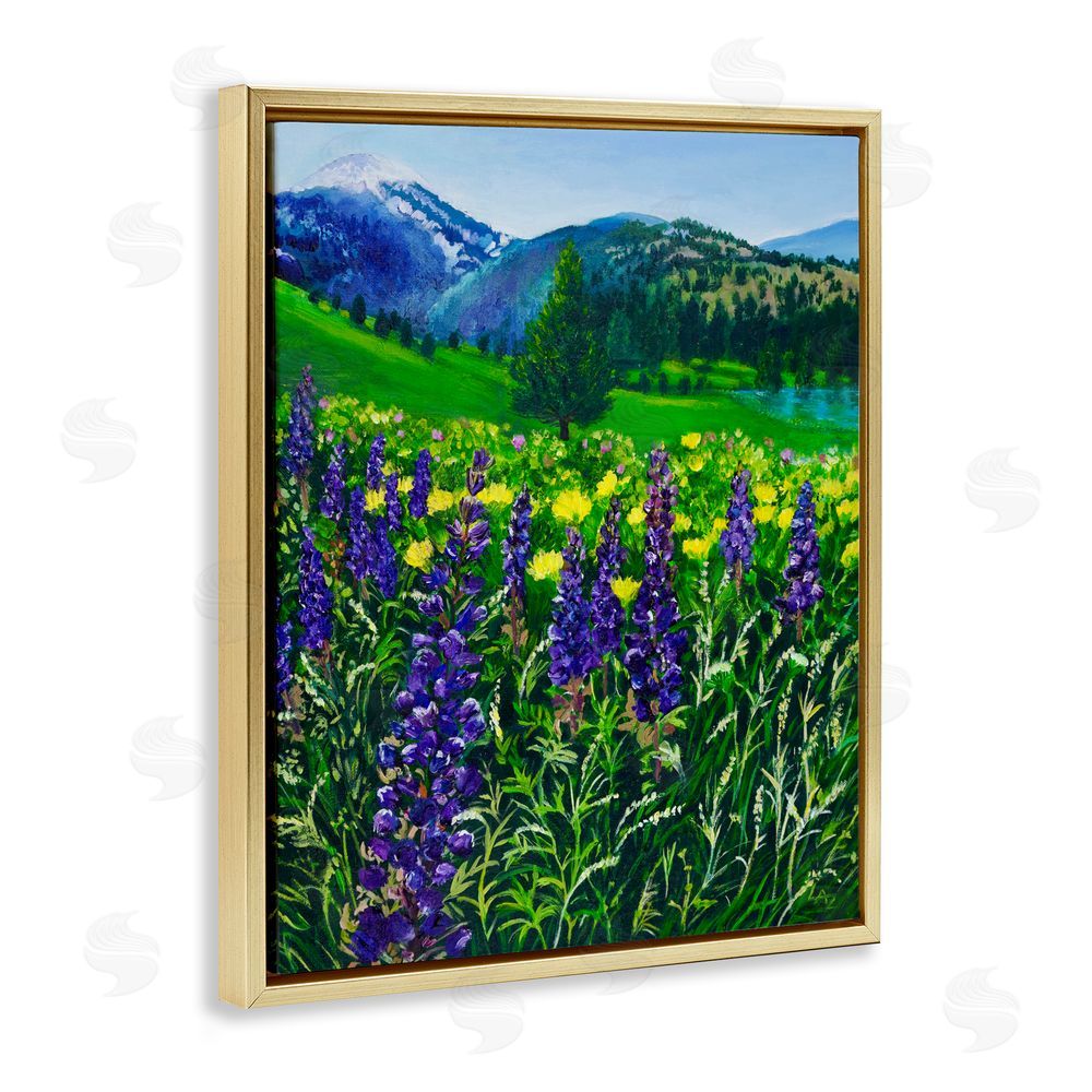 Lee Ann Zirbes Flower Speckled Valley Gold Floating Framed Canvas Wall Art