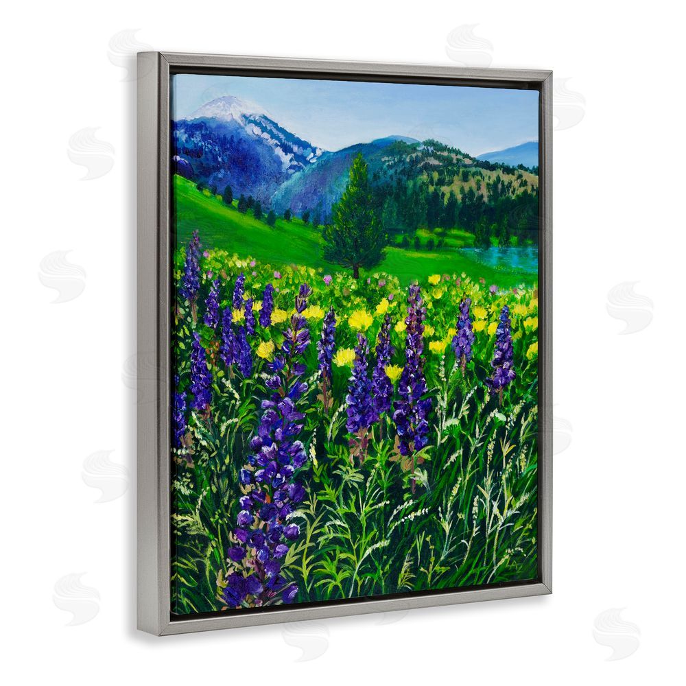 Lee Ann Zirbes Flower Speckled Valley Gray Floating Framed Canvas Wall Art