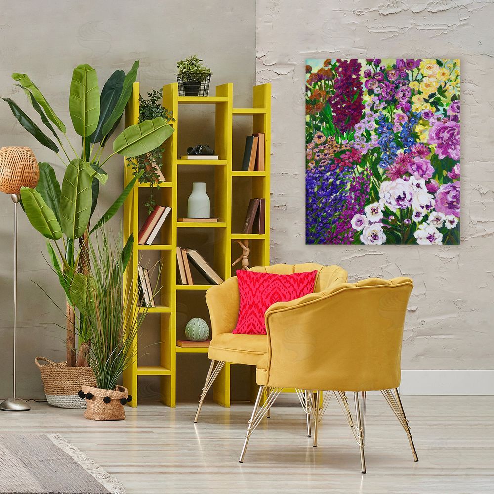 Lee Ann Zirbes Lush Greenhouse Garden Flowers Stretched Canvas Wall Art in Room