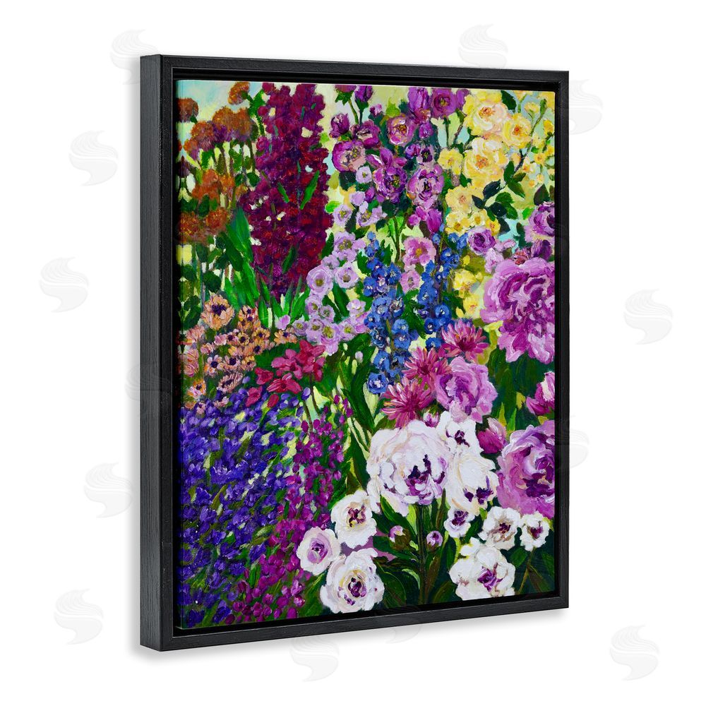 Lee Ann Zirbes Lush Greenhouse Garden Flowers Black Floating Framed Canvas Wall Art