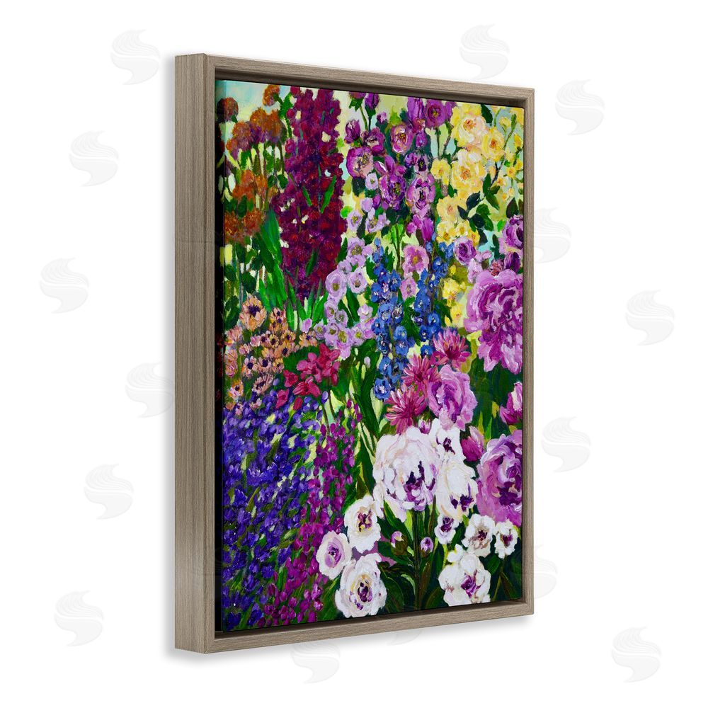 Lee Ann Zirbes Lush Greenhouse Garden Flowers Brown Floating Framed Canvas Wall Art
