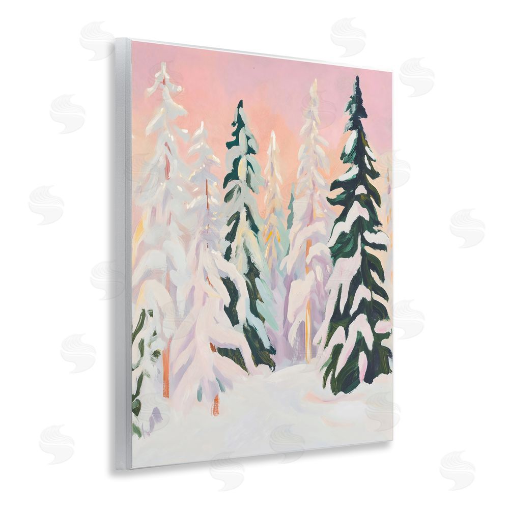 The Prints Vibe Peachy Pastel Winter Forest Wall Plaque Home Decor Art Print