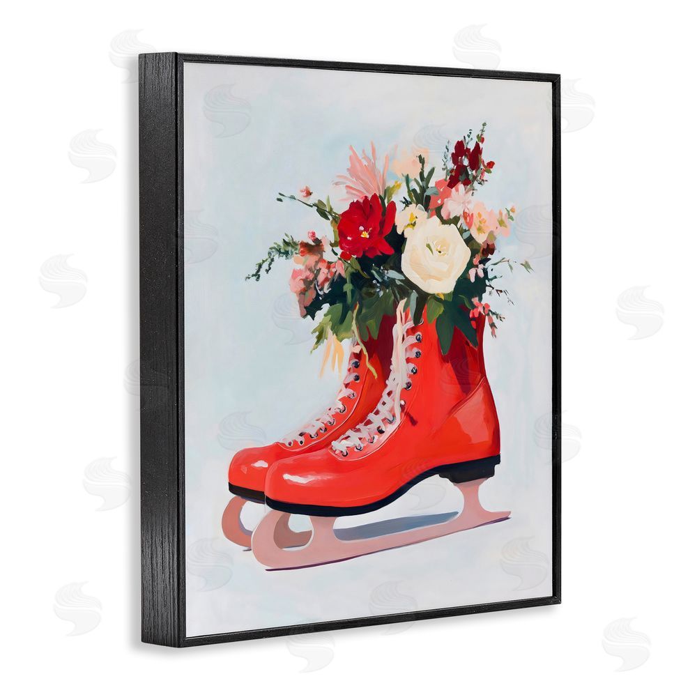 The Prints Vibe Floral Ice Skates Black Framed Giclee Wall Art
