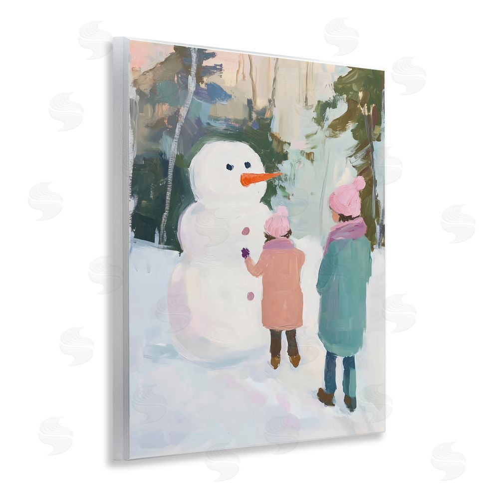 The Prints Vibe Two Girls With Snowman Wall Plaque Printed Art