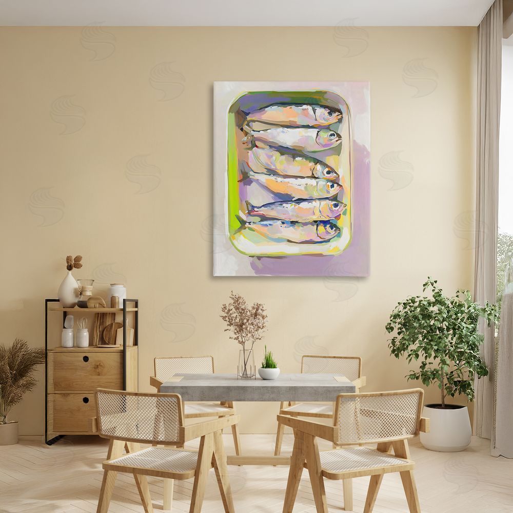 The Prints Vibe Vibrant Hued Sardines Stretched Canvas on Wall