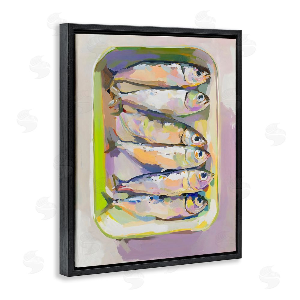 The Prints Vibe Vibrant Hued Sardines Black Floating Framed Canvas Wall Art Print