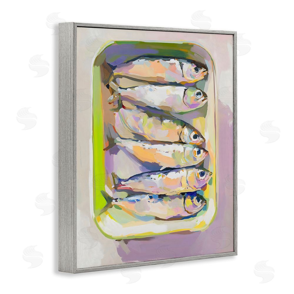 The Prints Vibe Vibrant Hued Sardines Gray Framed Giclee Wall Art Print