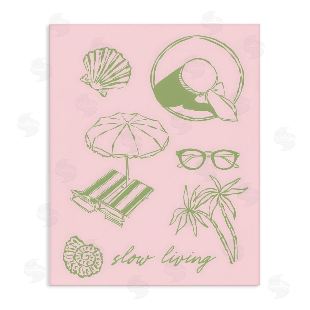 The Prints Vibe Slow Beach Living Stretched Canvas Wall Art Print