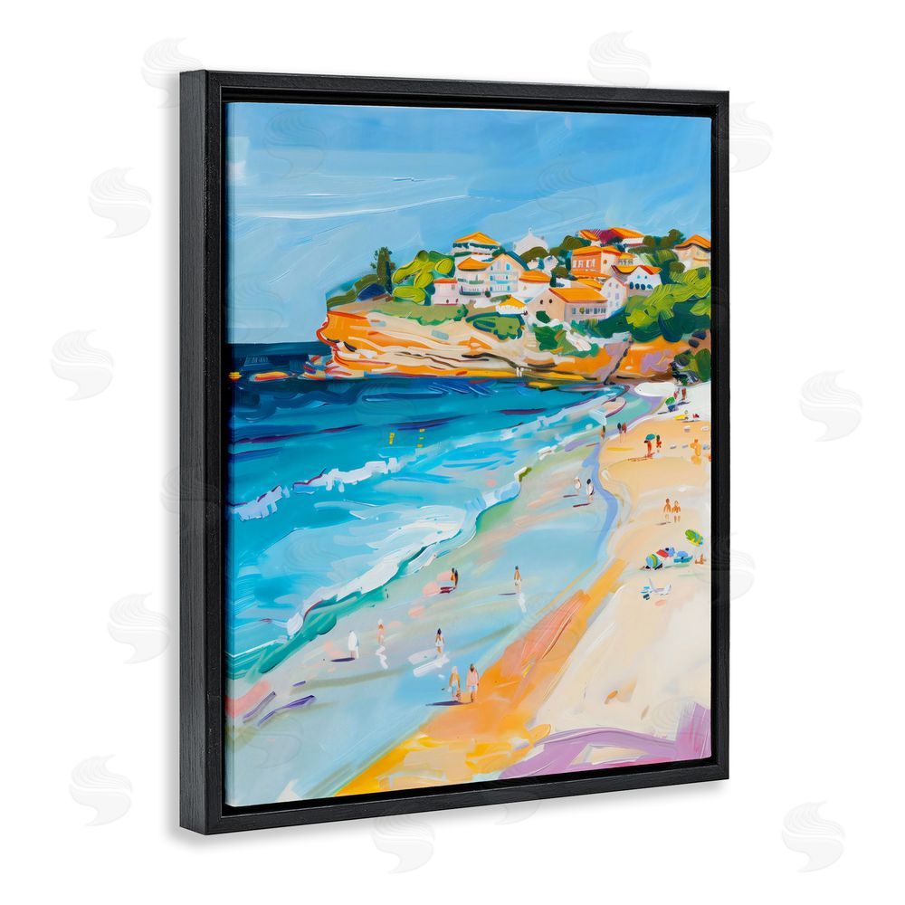 The Prints Vibe Bondi Beach Cove Black Floating Frame Stretched Canvas Wall Art Print
