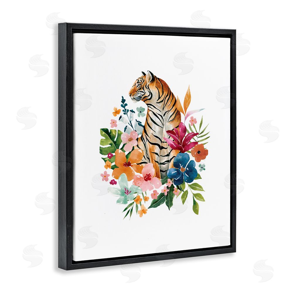 Bethany Sandoval Tropical Jungle Tiger Black Floating Frame Canvas Wall Art Print