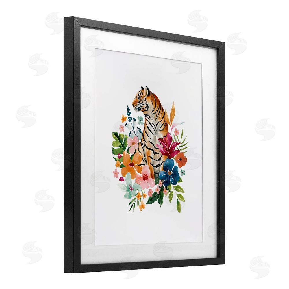 Bethany Sandoval Tropical Jungle Tiger Black Framed Print Under Glass Wall Art