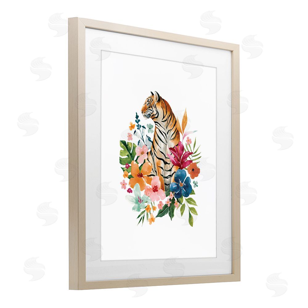Bethany Sandoval Tropical Jungle Tiger Brown Framed Print Under Glass Wall Art