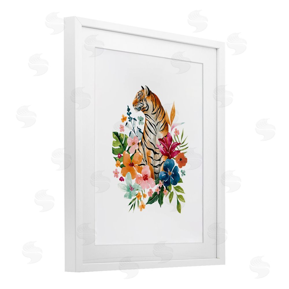 Bethany Sandoval Tropical Jungle Tiger White Framed Print Under Glass Wall Art