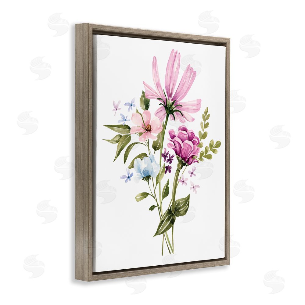Bethany Sandoval Wildflower Fields Floral Bundle Brown Floating Framed Canvas Wall Art Print