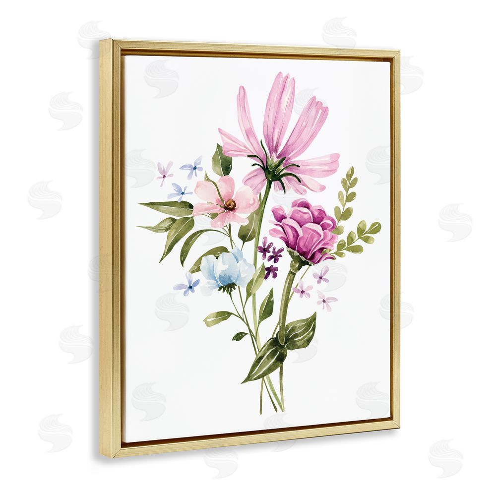 Bethany Sandoval Wildflower Fields Floral Bundle Gold Floating Framed Canvas Wall Art Print