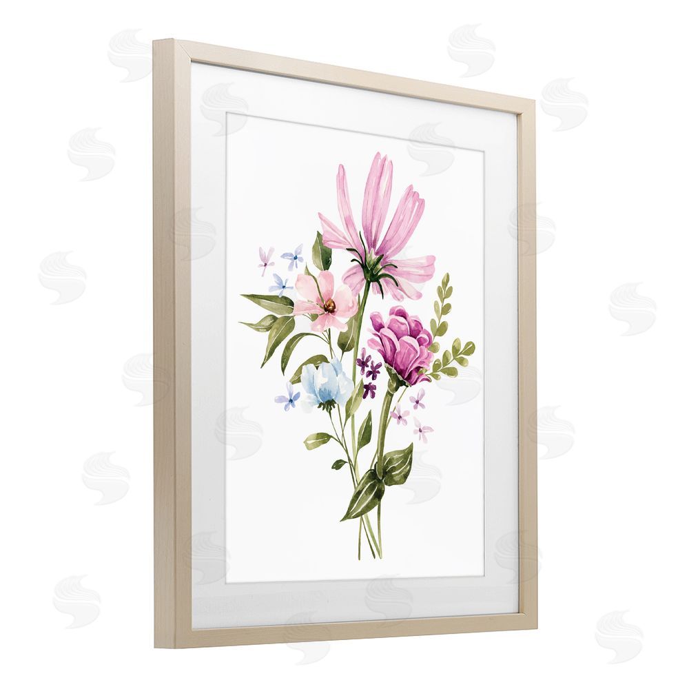 Bethany Sandoval Wildflower Fields Floral Bundle Brown Framed Print Under Glass with White Mat Wall Art