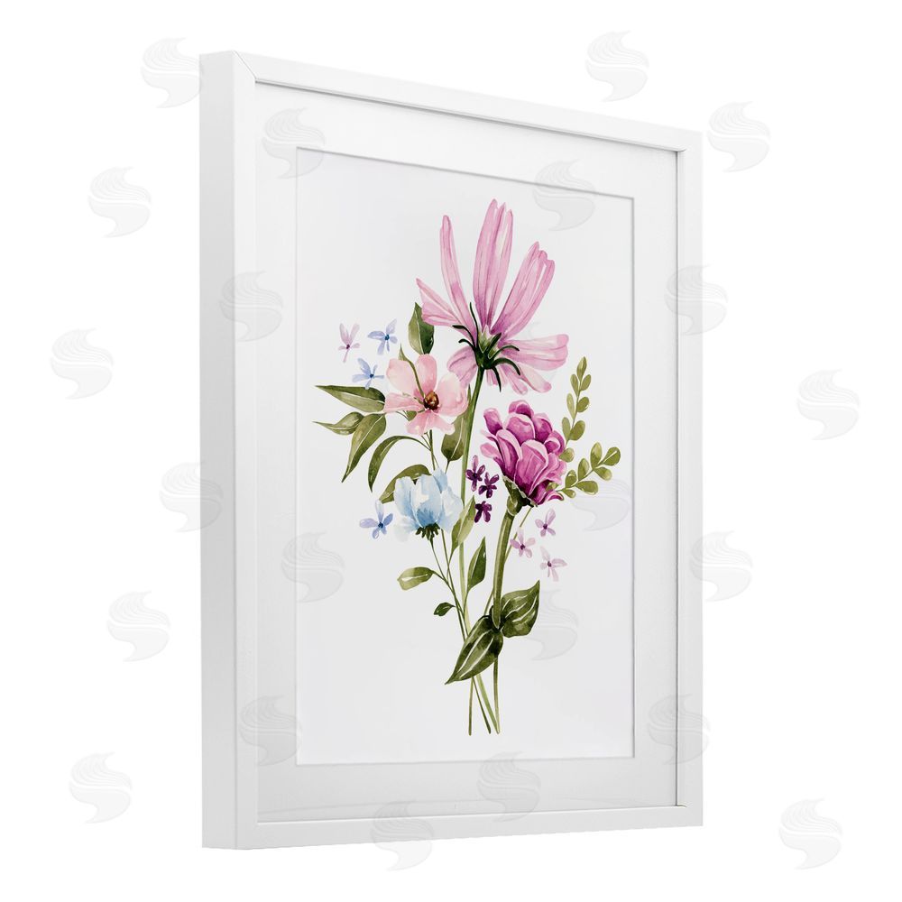 Bethany Sandoval Wildflower Fields Floral Bundle White Framed Print Under Glass with White Mat Wall Art