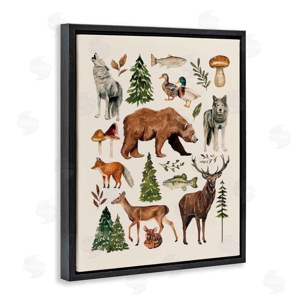 Bethany Sandoval The Wild Wood Animals Black Floating Frame Canvas Wall Art Print
