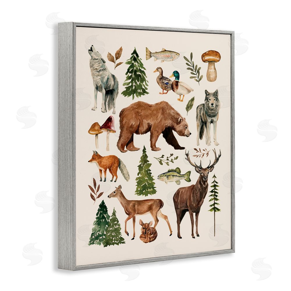 Bethany Sandoval The Wild Wood Animals Gray Framed Giclee Wall Art Print