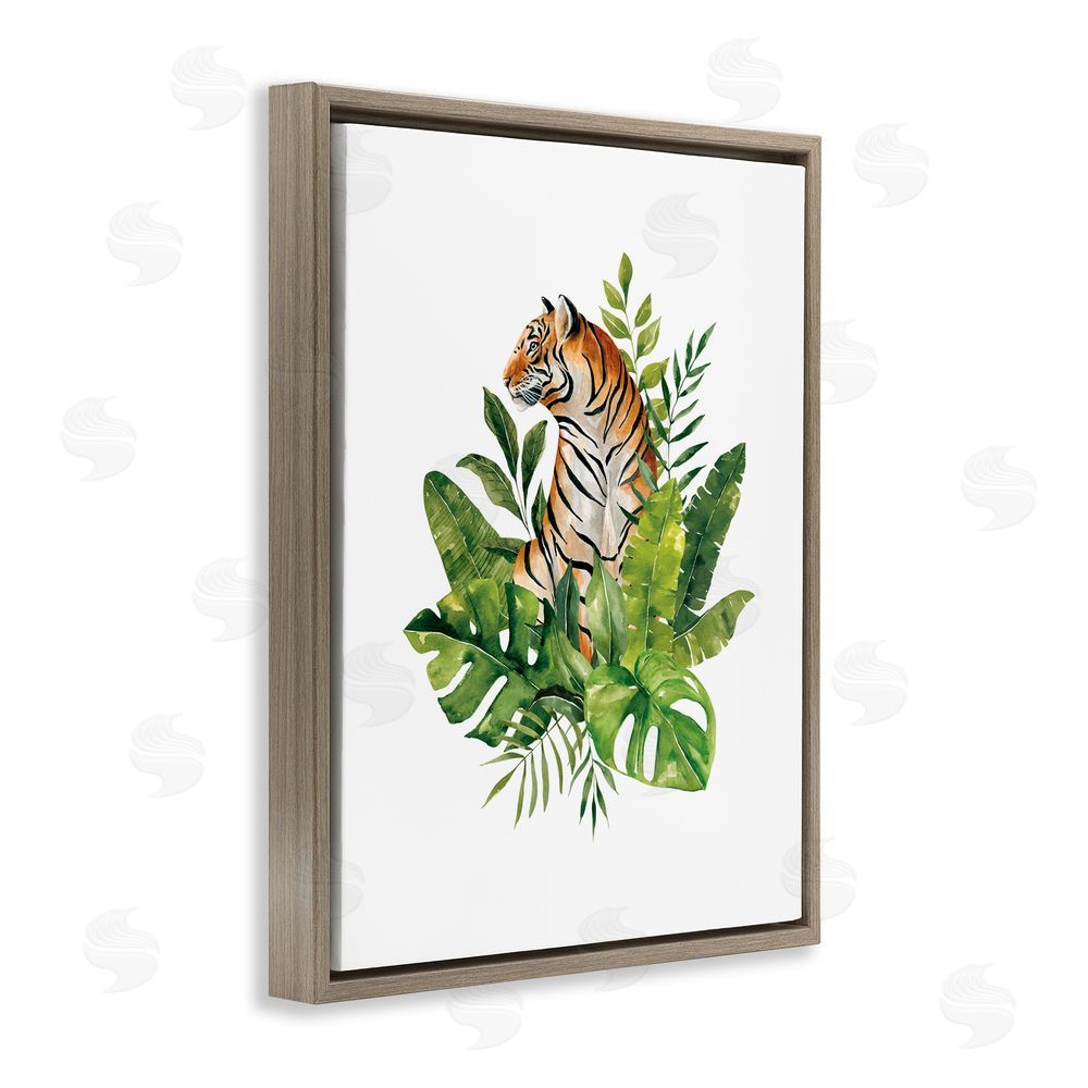 Bethany Sandoval Exotic Jungle Tiger Brown Floating Frame Canvas Wall Art Print