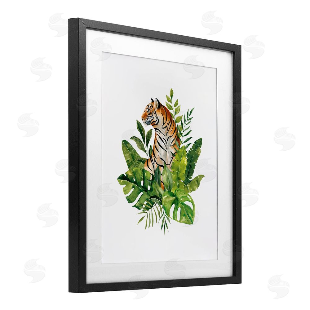 Bethany Sandoval Exotic Jungle Tiger Black Framed Print Under Glass Wall Art