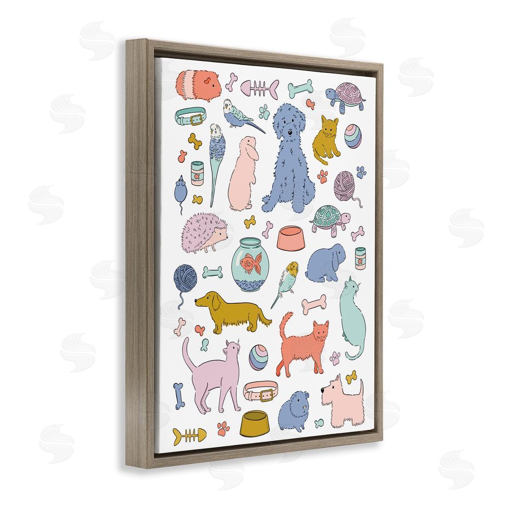 Bethany Sandoval Pet Shop Menagerie Brown Floating Frame Canvas Wall Art Print