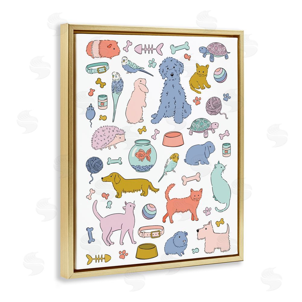 Bethany Sandoval Pet Shop Menagerie Gold Floating Frame Canvas Wall Art Print