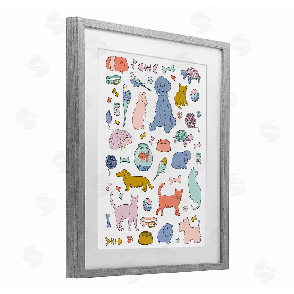 Bethany Sandoval Pet Shop Menagerie Gray Framed Print Under Glass Wall Art