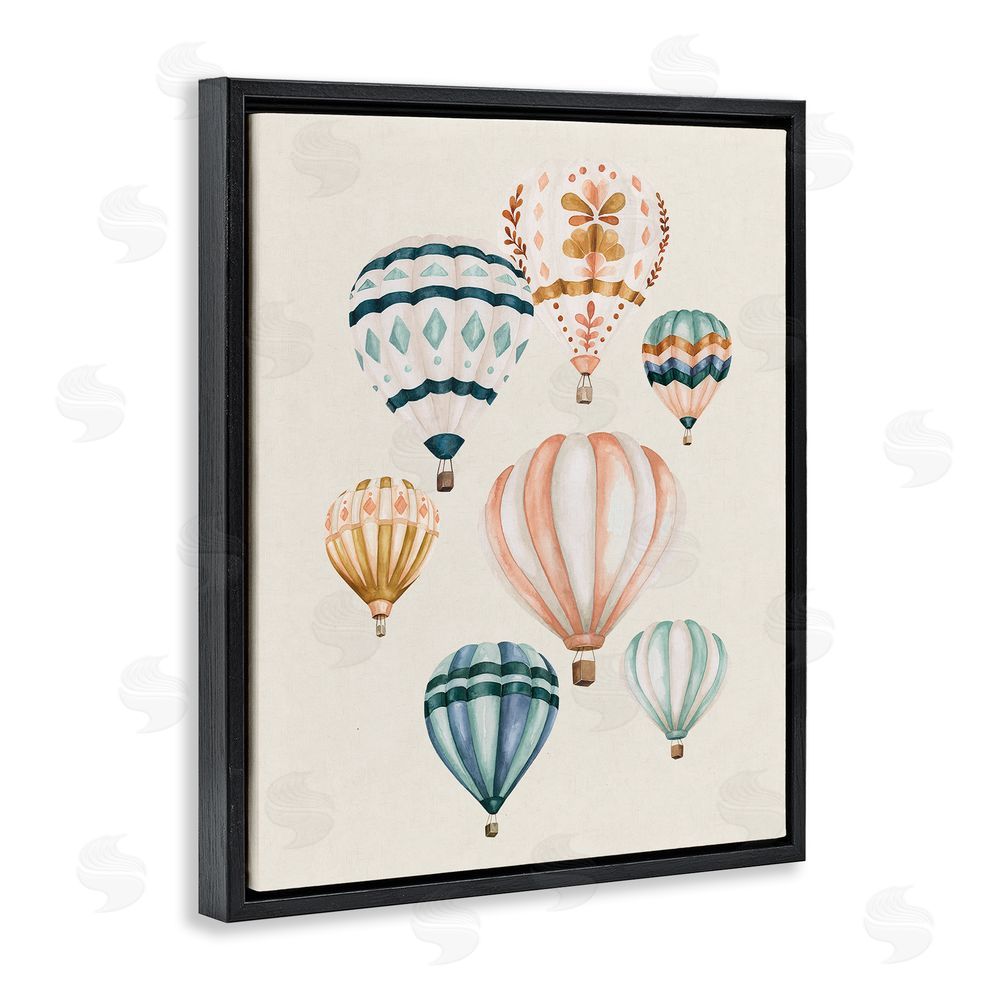 Bethany Sandoval Wanderlust Hot Air Balloons Black Floating Frame Canvas Wall Art Print