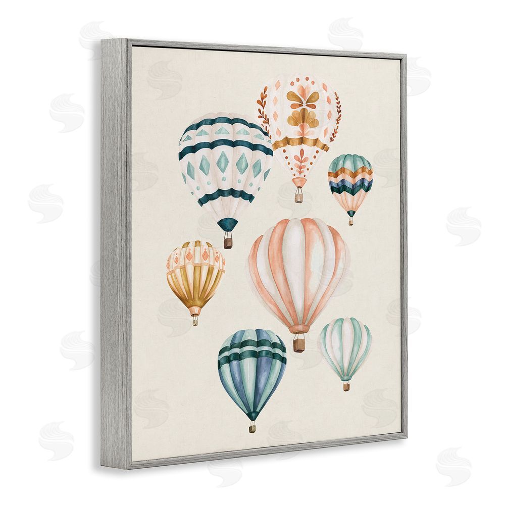 Bethany Sandoval Wanderlust Hot Air Balloons Gray Framed Giclee Wall Art Print