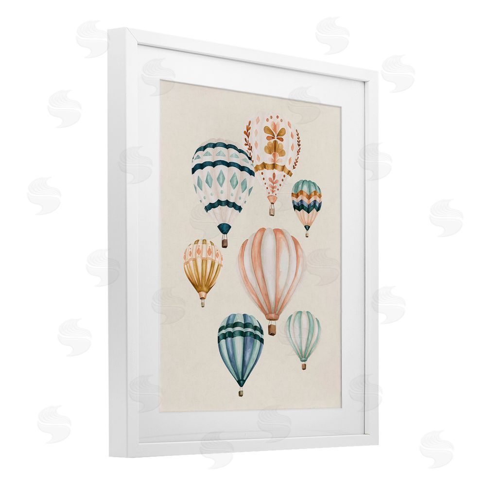 Bethany Sandoval Wanderlust Hot Air Balloons White Framed Print Under Glass Wall Art