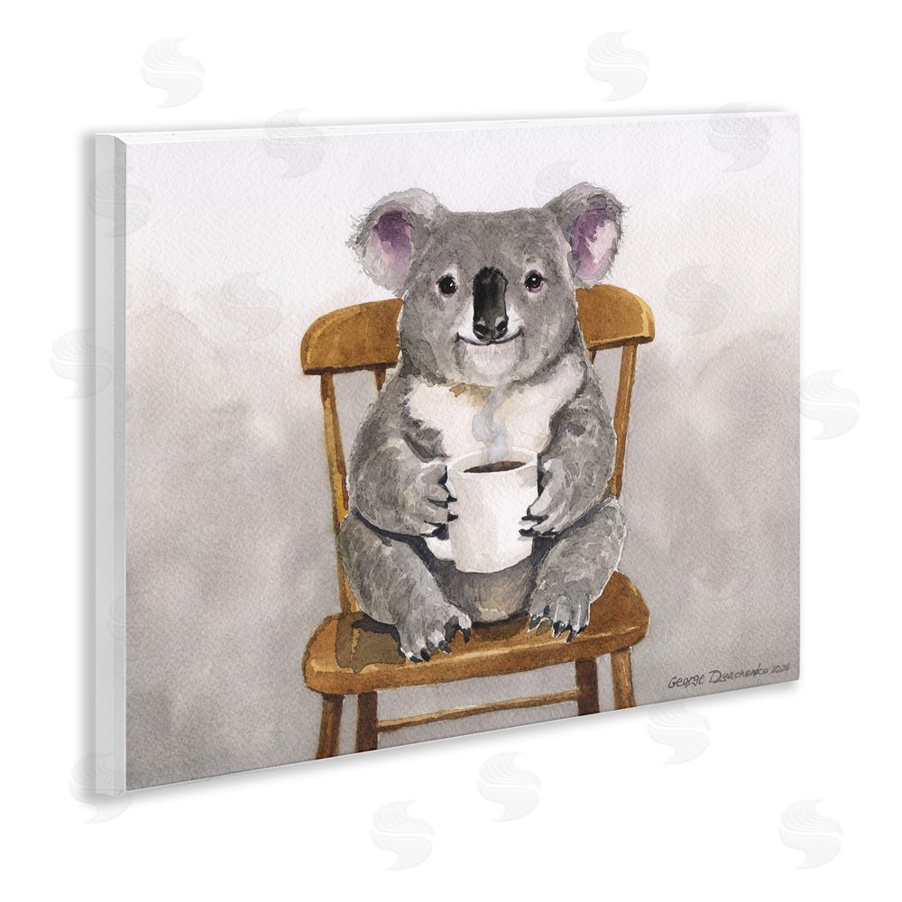 George Dyachenko Koala with Coffee Mug Wall Plaque Home Decor Art Print