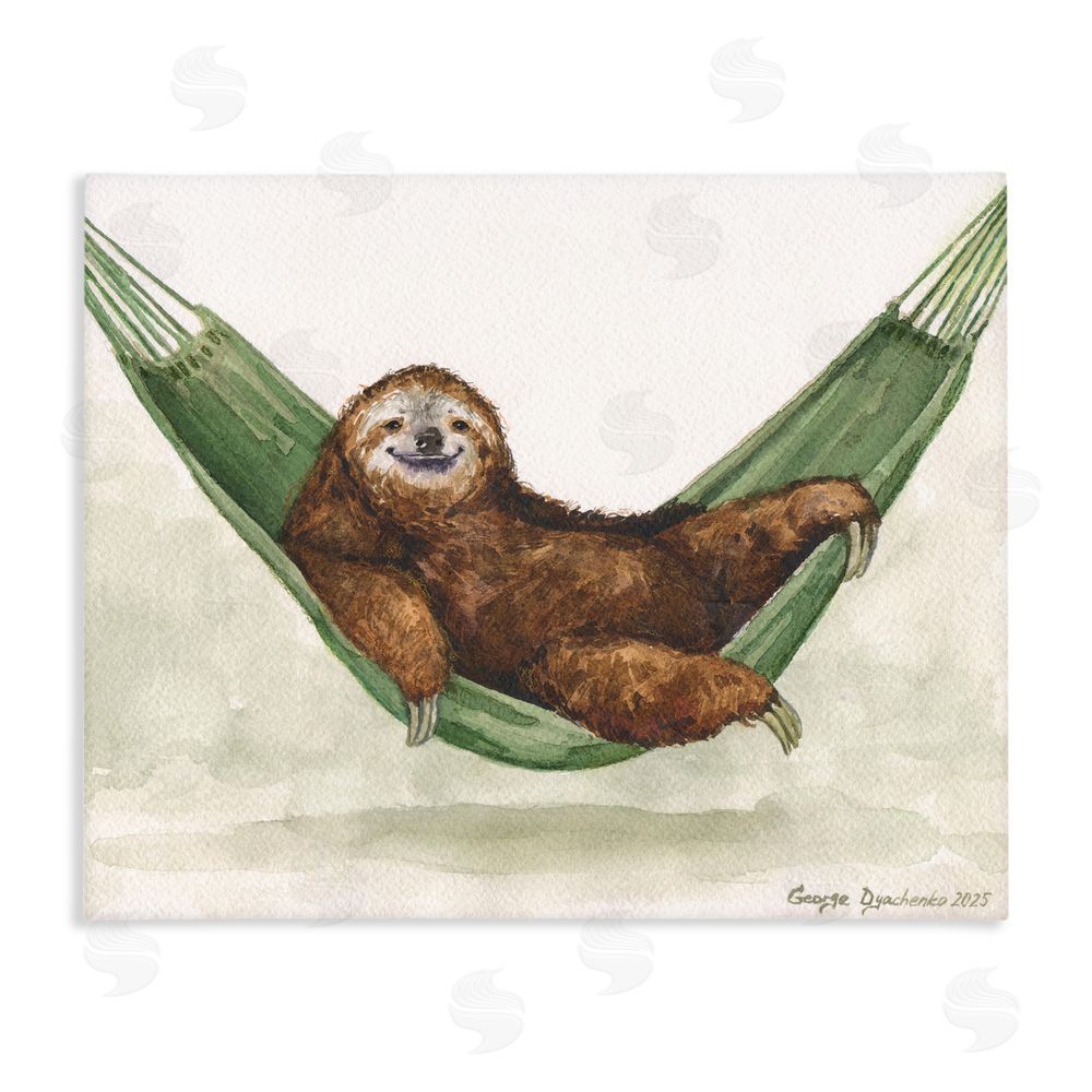 George Dyachenko Sloth On The Hammock Stretched Canvas Wall Art Print