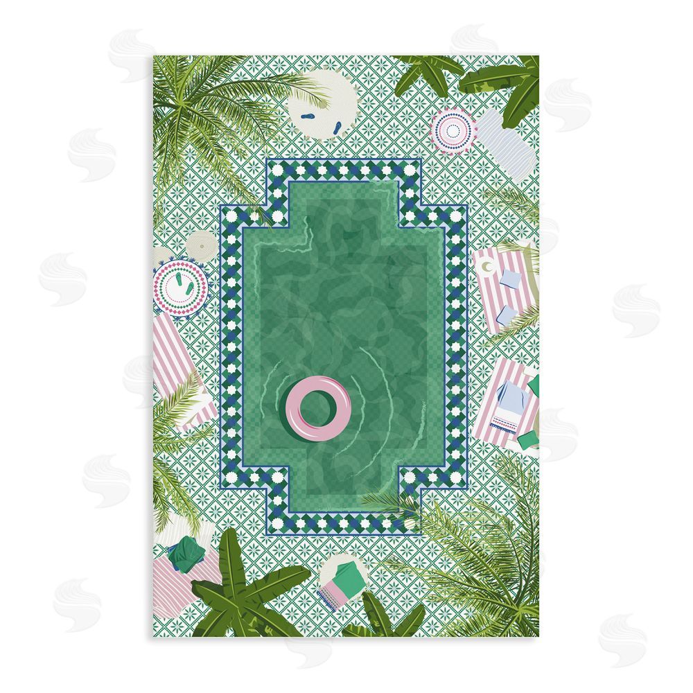 Vero Illustrates Morocco Riad Pool Stretched Canvas Wall Art