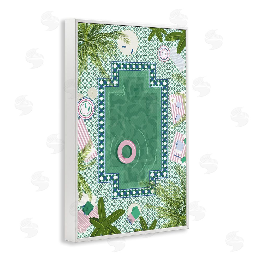 Vero Illustrates Morocco Riad Pool White Framed Giclee Wall Art