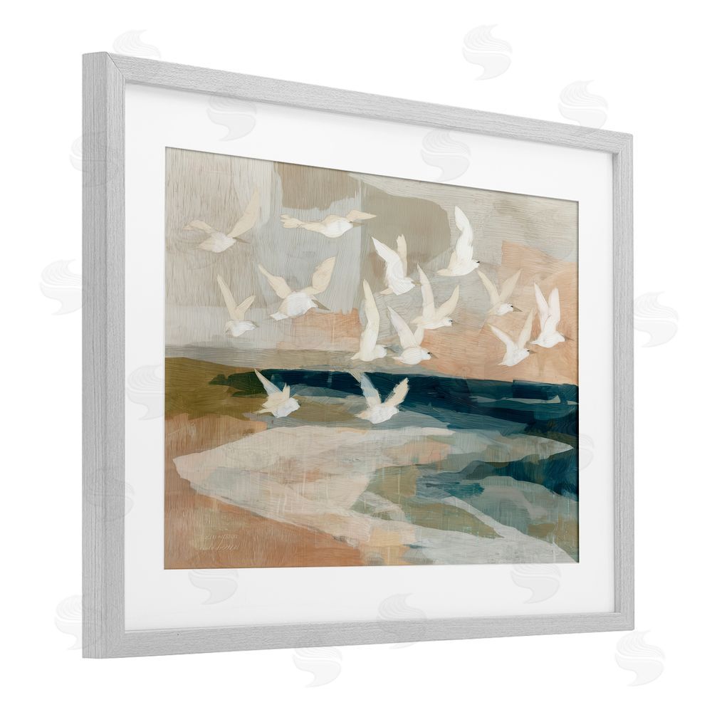 Chromatic Storm Studio Birds in Flight Over Water Gray Framed Print Under Glass with Matting Wall Art
