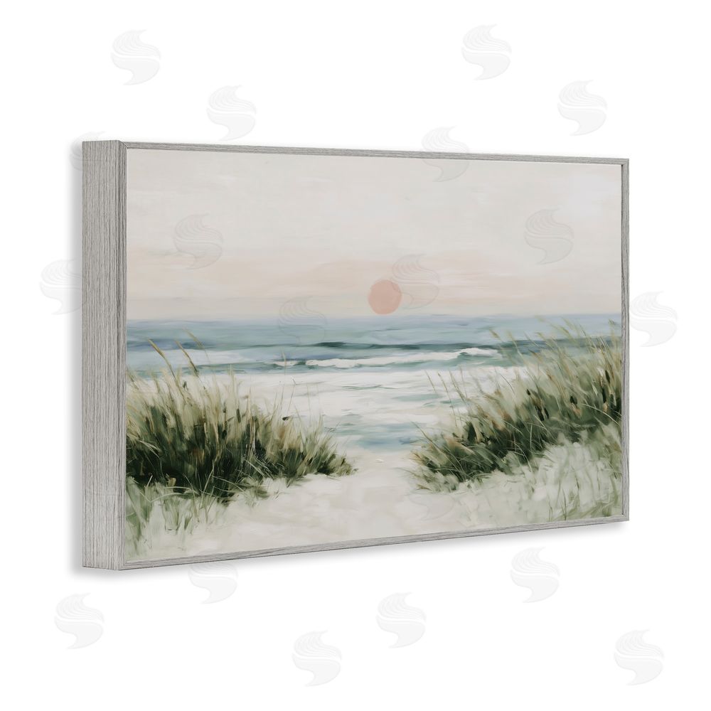 Chromatic Storm Studio Coastal Dunes with Wild Beach Grass Gray Framed Giclee Wall Art Print