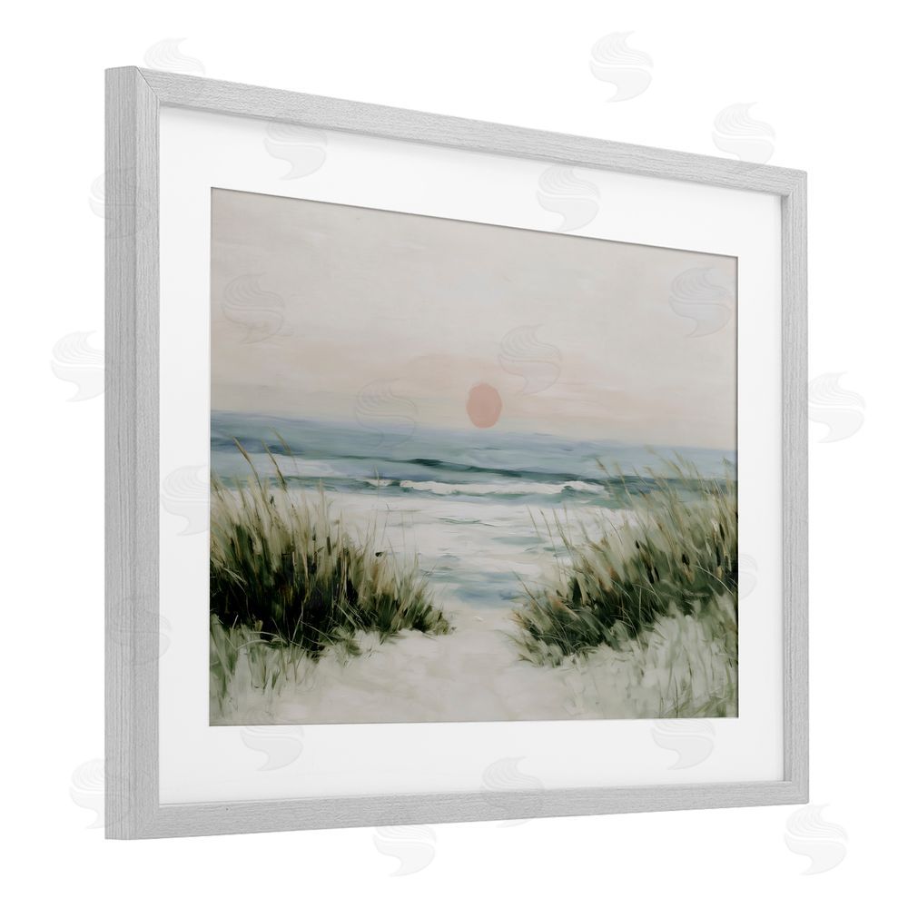 Chromatic Storm Studio Coastal Dunes with Wild Beach Grass Gray Framed Print Under Glass Wall Art