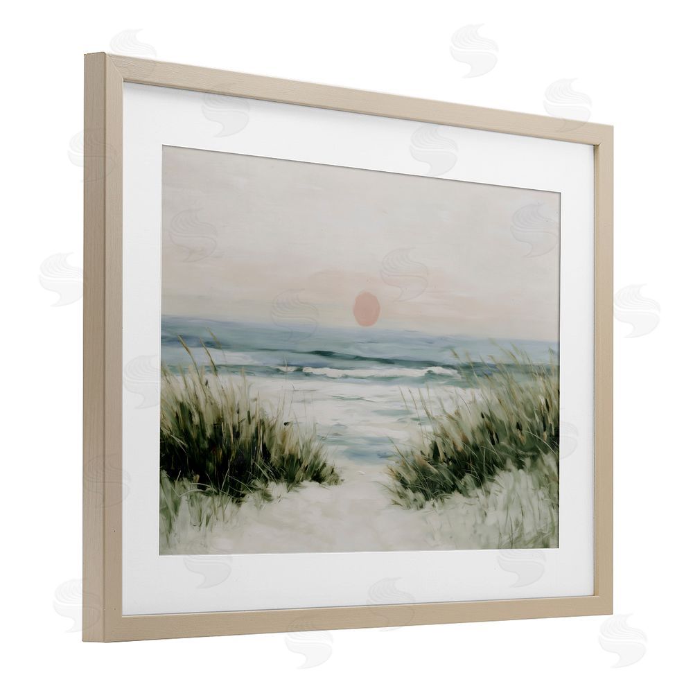 Chromatic Storm Studio Coastal Dunes with Wild Beach Grass Brown Framed Print Under Glass Wall Art